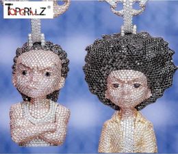 Iced Out the Boondocks hanger CZ ketting ketting herenwomen micro verharde hiphop goud zilveren kleur bling charm ketens sieraden J19078078112