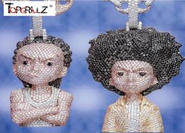 Iced Out the Boondocks hanger Cz kettingketting herenvriendelijke micro verharde hiphop goud zilveren kleur bling charmeketens sieraden J19074688147