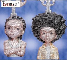 Iced Out the Boondocks Pendant Cz Collier Chain Menswomen Micro Paveed Hip Hop Gold Silver Color Bling Charm Chains Jewelry J19071718484