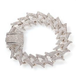 Iced Out Thorns Cuban Link Chain Bracelet Mens Gold Silver Hip Hop armbanden sieraden 20 mm 8inch