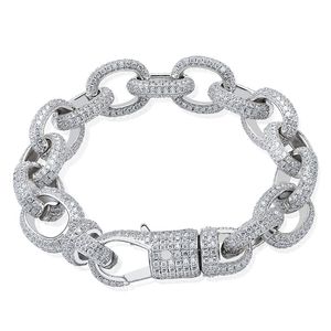 Iced Out Twisted en Ovale Link Chain Armbanden voor Dames Mannelijke Koper Goud Verzilverd Bling Bling Hip Hop Sieraden