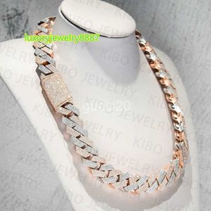 Iced Two Tone Vvs Moissanite ketting Sterling Sier Rose Gold Golde Big enorme 18 mm Cuban Link Chain MCH7 GGXA U2WD E9W2