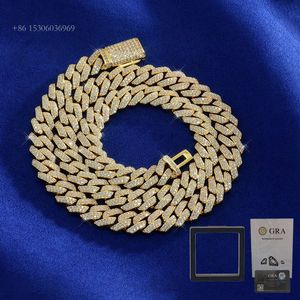 Iced Out VVS 10 mm Collier Miami Sterling Sier Diamond Moisanite Cuban Link Chain
