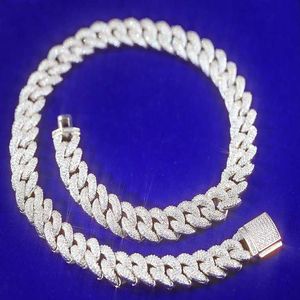 Iced Out VVS Moissanite Diamond armband 9mm breed 925 zilveren ketting Cubaanse linkketen voor hiphop -sieraden