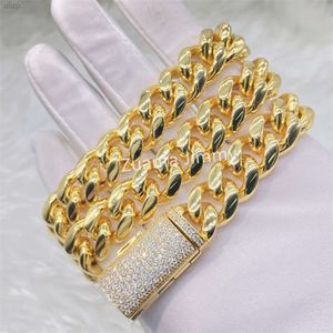 Iced Out VVS Moissanite Diamond Clasp Dik Miami Cuban 316L roestvrijstalen gouden ketting