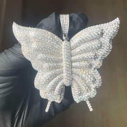 Iced Out VVS Moissanite Hip Hop Jewelry S Sterling Sier Butterfly Pendant Necklace