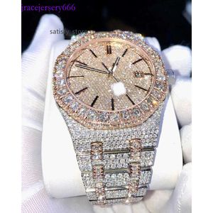 Iced Out VVS Moissanite kijkt automatische beweging handgemaakt volledig ijs uit diamant hiphop horloge