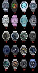 Iced Out Watch Digital Sport Men's Quartz Watch 20 kleuren Ultradunne verwijderbare montage LED waterdicht World Time Oak Series volledige functie