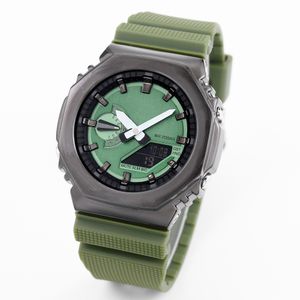 Iced Out Watch Digital Sport Montre Homme Assemblage détachable étanche LED World Time Metal Ultrathin Dial GM Green Oak Series