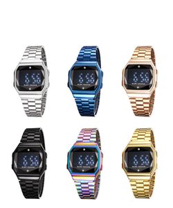 Iced Out Watch Digital Sport Quartz Unisex horloge Diamond Metal Kleurrijke wijzerplaat Waterproof World Time Oak Series