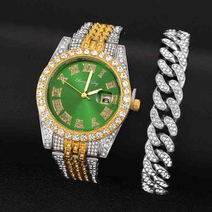 Iced out Watch voor mannen Blue Red Green Dail Hip Hop Mens Watch Fashion Cool Bling Diamond Luxury Mens Watch Clock Relogio