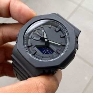 Iced Out horloge Sportkwarts Digitaal herenhorloge Slank, afneembaar Gemonteerde wijzerplaat Waterdicht Wereldtijd LED Volledige functionaliteit Eiken serie 6 kleuren