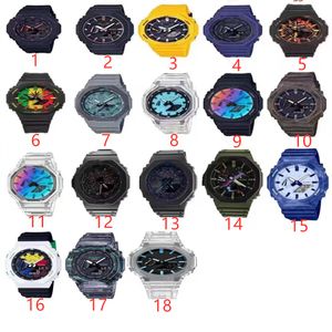 Iced Out Watch Sport Digitaal Heren Eiken Horloge Waterdicht LED Wereldtijd Auto Lift Licht Ultradunne afneembare montage 18 kleuren