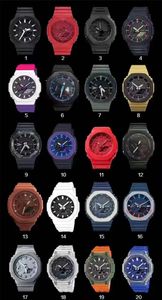 Iced Out Watch Sports Digital Men's Quartz Watch Afneembare montage Oak Series LED Waterproof World Time full feature 20 kleuren