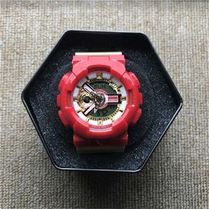 Iced Out Watch Sport quartz digitaal herenhorloge automatische lift handlamp waterdicht LED dubbel display 110 eiken horloge Wereldtijd