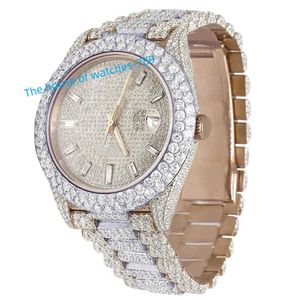 Iced Out Watch VVS Clarity Moissanite clouté diamant montre de luxe en acier inoxydable