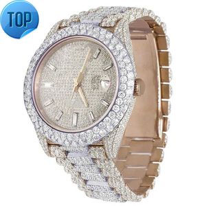 Reloj Iced Out VVS Clarity Moissanite con diamantes tachonados Reloj de acero inoxidable de lujo