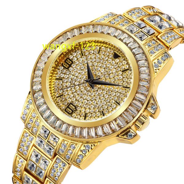 Montre glacée femmes marque de luxe or pleine pierre Reloj Para Mujer dames montres en ligne Hip Hop diamant montres