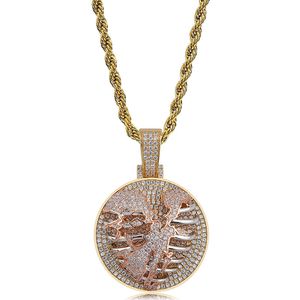 Iced Out Zircon Pendentif Coeur Brisé Plaqué Or Rose Micro Pavé Zircon Cubique Mens Hip Hop Bijoux Cadeau