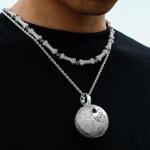 Pendentif de billard sphérique en Zircon glacé, 8, collier pour hommes, bijoux Hip Hop, personnalité, cadeau 253S