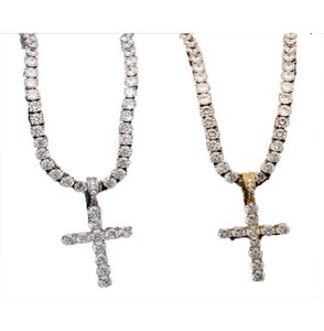 Iced out zirkoon hanger met 4 mm tennisketen ketting mannen vrouwen hiphop sieraden goud zilver cz set8477614