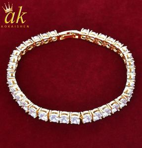 Icedout Fashion Tennis Chain Bracelet Gold Color Copper Bling Zirkonen Charms Women Men Hip Hop Jewelry3044061