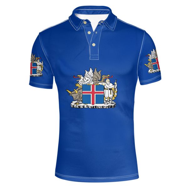 ISLANDE jeunesse bricolage gratuit nom personnalisé numéro Polo drapeau de la nation est islandais pays islandais collège imprimer photo vêtements