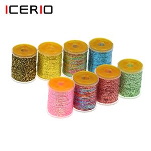Icerio 150d micro-glint fil pour corps et nervures des nymphes buzzers mouches sèches Perdigone Metallic Fly Tying Thread Material