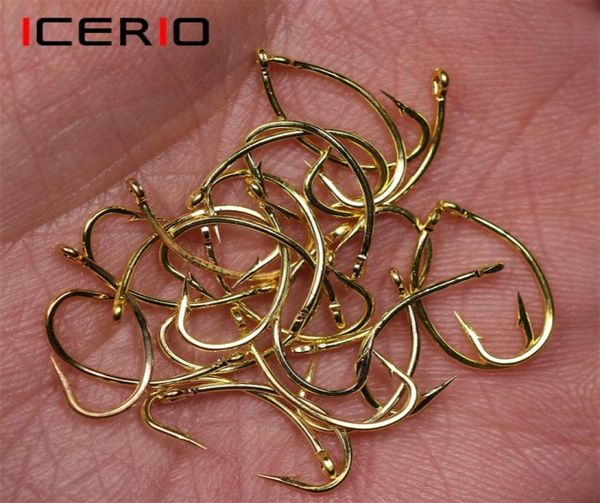 ICERIO 500pcs Golden Fly Hook Nymph Bug Shrimp Larvas Caddis Hooks 2204016365571