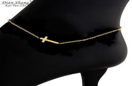 Icftzwe mode enkelband roestvrijstalen vrouwelijke voetaccessoires stijlvolle gouden zilveren gelukkige enkelbanden voor vrouwen beste cadeaus9654823