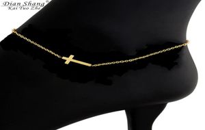 Icftzwe mode enkelband roestvrijstalen vrouwelijke voetaccessoires stijlvolle goud zilveren gelukkige enkelbanden voor vrouwen beste cadeaus9012352