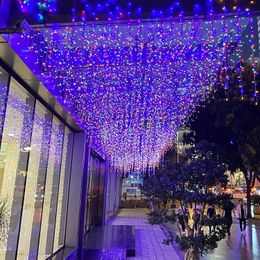 ICTICLE Curtain Light Lights Christmas Lights Outdoor Emperproof Festoon Year Decoration House House Plugorerated 4m * 0306m 240409