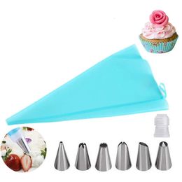 IJsroom leidingen siliconen herbruikbare patissasje+6 roestvrijstalen bakgereedschap mondstuk diy cake decoreren tips fondant