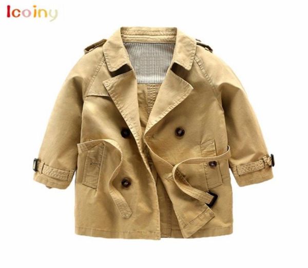 Icoiny Fashion Kids Trench Coats for Boys Long Pattern Boys Casual Belted Trench Coat Child Automne Spring Veste Outwear8106761