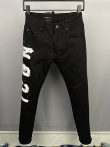 Classique dsq Jeans Hip Hop Rock Moto hommes Design décontracté déchiré jean en détresse mince Denim DSQ2 COOLGUY JEANS 9885 noir