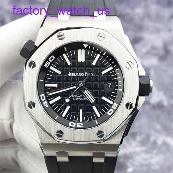 Iconic AP Wall Watch Royal Oak Offshore 15710st Mens Watch Fecha de cara negra Dive Deep 300m 42 mm Garantía de reloj mecánico automático