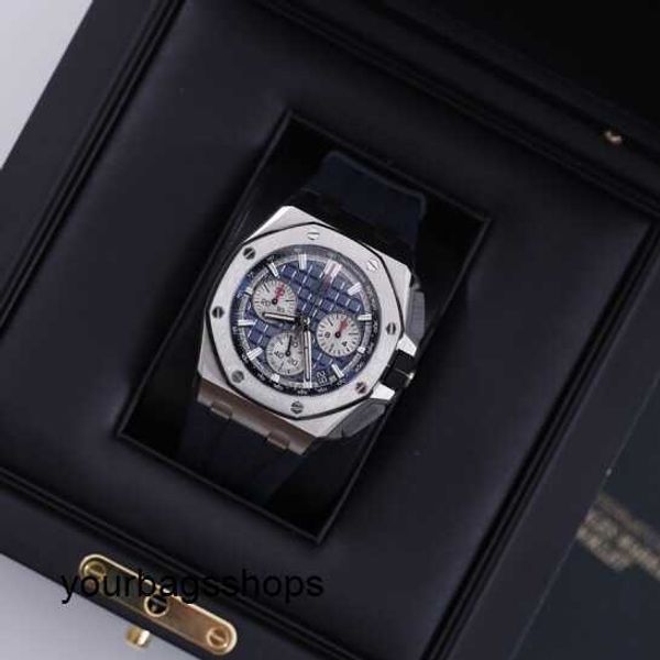 Reloj icónico de celebridades AP Royal Oak 26420TI Reloj cronógrafo de disco azul para hombre Reloj de lujo suizo automático de metal de titanio Indicador de fecha Diámetro completo 43 mm