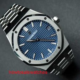 Reloj de pulsera icónico AP para mujer Reloj para hombre Serie Royal Oak 15500ST Placa azul de acero de precisión 41 mm de diámetro Reloj mecánico automático para el tiempo libre y de negocios Reloj único