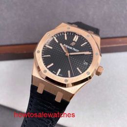 Reloj de pulsera icónico AP para mujer Royal Oak Series 15510OR OO D002CR.02 Reloj de negocios de ocio de moda para hombre con esfera negra y oro rosa