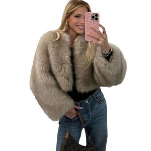 Iconische straatmodeweek luxe merk Gardient bijgesneden faux bontjas vrouwen winter hete coole meisjes pluizige korte bontjack