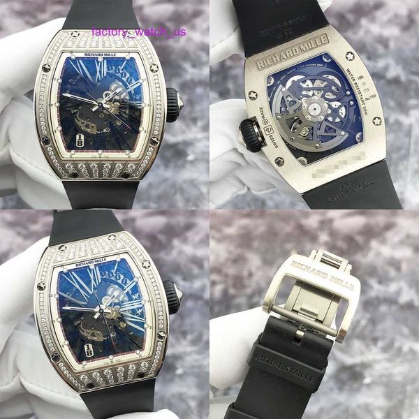 Montre emblématique RM Watch Celebrity Watch RM023 Cadran squelette Or blanc 18 carats Diamant original Date Automatique Mécanique Montre pour homme Grand cadran