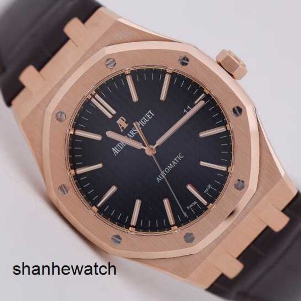 Reloj de pulsera icónico Reloj de pulsera táctico AP Royal Oak 15400OR Reloj de vestir de negocios famoso suizo mecánico automático con esfera negra en oro rosa para hombre Reloj deportivo de lujo Diámetro