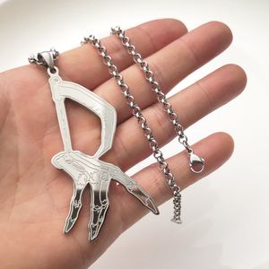 ICP Hatchet Argent Acier Inoxydable Squelette Main Griffe Collier Pendentif Breloques Accessoire Punk Horreur Os Convient pour La Fête d'Halloween 4MM 24 POUCES