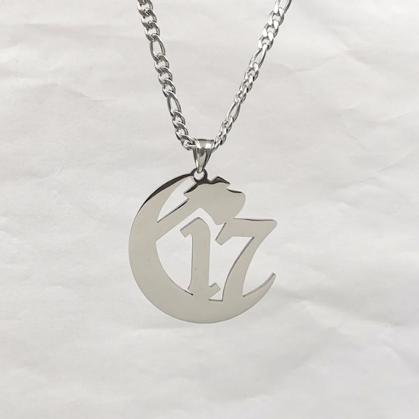  ICP Capítulo grande 17 Ouija Macc Juggalo Colgante Charms Acero inoxidable NK Collar de cadena curva 4 mm 18-32 pulgadas Silver303U