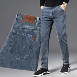 ICPANS Otoño Verano Denim Jeans Hombres Estiramiento recto Jeans regulares para hombre Negro Clásico Vintage Pantalón para hombre Tamaño grande 29-38 40 240321