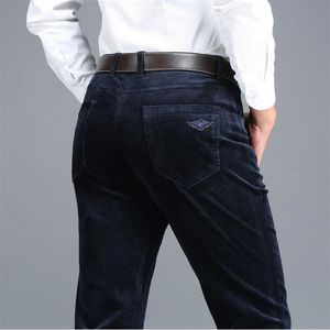 Icpans grande taille 40 42 pantalons décontractés hommes velours côtelé hiver 2018 noir bleu marine coton chaud droit Stretch hommes épais pantalon