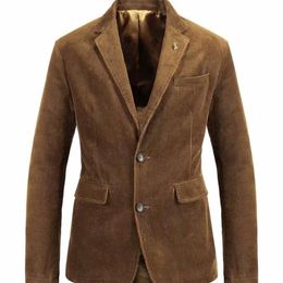 ICPANS velours côtelé hommes jolie pochette marque mode Homme coupe mince veste manteau hommes Blazer Terno Masculino Vetement Homme LJ20122244I