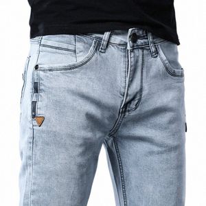 Icpans Skinny Denim Jeans Hommes Slim Fit Stretch Jeans Pantalon Gris Bleu 2020 Nouveau l5Y8 #