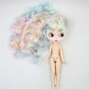 ICY DBS Blyth pop 1/6 bjd gezamenlijke lichaam donkere huid glanzend gezicht blauw haar witte huid mat gezicht Meerkleurig haar 30CM speelgoed anime 240308