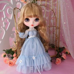 Icy DBS Blyth Doll 16 BJD Blue Princess Flower Robe Anime Doll Vêtements 240409